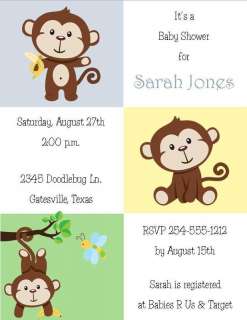 24 Sweet Little Monkey Baby Shower Invitations  