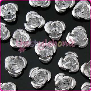 8mm Aluminum Rose Metal Flower Beads 10 Colors   U Pick  