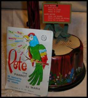marx PETE the PARROT battery operatored talking w/ instructions 1960s 