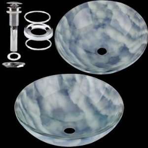  Cirrus Blue/White Glass Vessel Sink