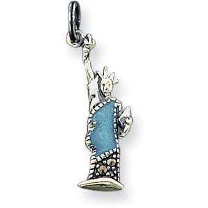  Statue Of Liberty Marcasite Enameled Charm, Sterling 
