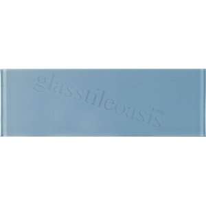   by the box 4 x 12 Blue Crystile Random Glossy Glass Tile   13097