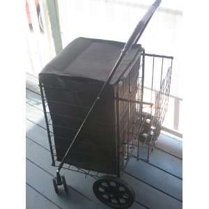  Shopping Folding Cart with Double Basket solid rubber tires Jumbo 