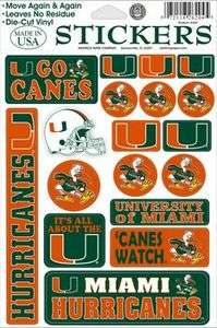   of Miami Hurricanes Decal Stickers Sheet Ibis Canes College Decor