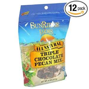 Sunridge Farms Triple Chocolate Pecan Mix, 8 Ounce Bags (Pack of 12)
