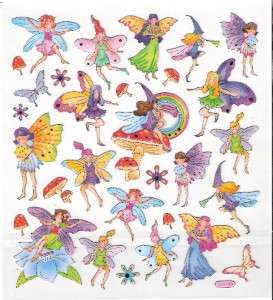 Fairy Flower Nature Fairies stickers silver accents NIP  