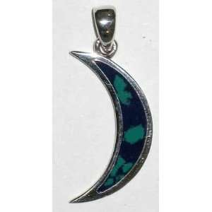  Sterling Silver Azurite Crescent Moon 