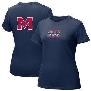   Nike Mississippi Rebels Navy Blue Ladies Uniform T shirt Sports
