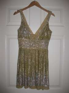  FAVE BASIX II GOLD SEQUIN COCKTAIL HOLIDAY DRESS S Z 6 $700   