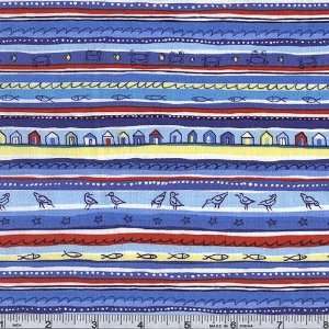  Coast Regatta Stripe Blue Fabric By The Yard Arts, Crafts & Sewing
