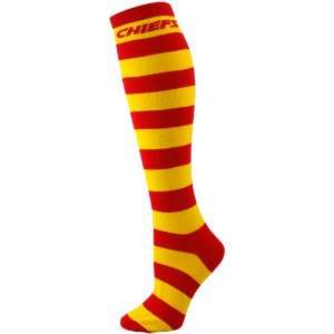  NFL Kansas City Chiefs Ladies Red Gold Striped Rugby Socks 
