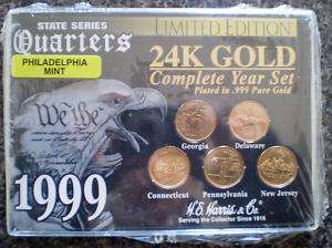 1999 Limited Edition 24K Gold State Quarter Set  