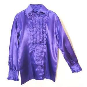  70s 60s Disco Frill Fancy Dress Shirt PURPLE One Size 