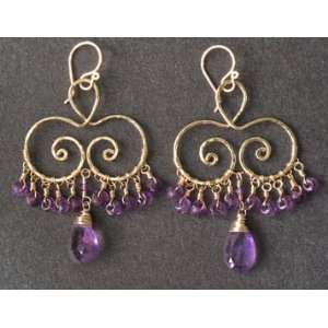  Calico Juno 925 Sterlng Amethyst Hammered Swirl Earrings 