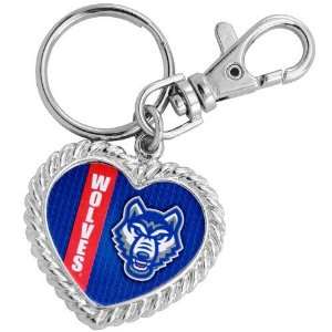 NCAA West Georgia Wolves Silvertone Heart Keychain Sports 