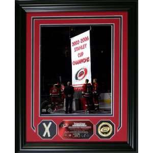   Hurricane Banner Raising Photomint with piece of Game Used Net Sports