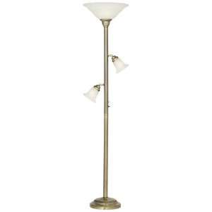  Tree Torchiere with Side Lights in Antique Brass