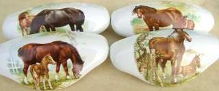 Ceramic Drawer Pull W/ Mares Foals (4) Horse  