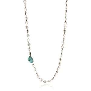 Lucky Brand Way We Wore Silver Tone and Turq Hammered Coin Necklace
