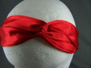 Red satin turban twist wired headband head hair scarf  