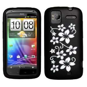  HTC Sensation Floral Silicone Case Cover Black And White 