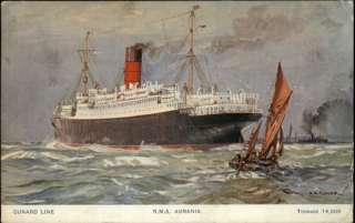 RMS Aurania Cunard Line Ship c1910 Postcard  