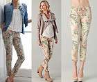 Fashion Hay Floral print low rise cropped skinny jeans pencil trousers 