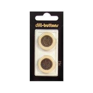  Dill Buttons 23mm Shank Beige/Antique Gold 2 pc (6 Pack 