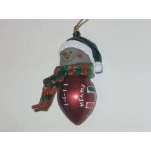  MIAMI HURRICANES 2.75 Striped Snowman with Scarf 
