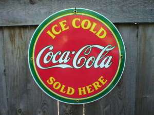 ICE COLD COCA COLA PORCELAIN COAT SIGN METAL ADV SIGNS  
