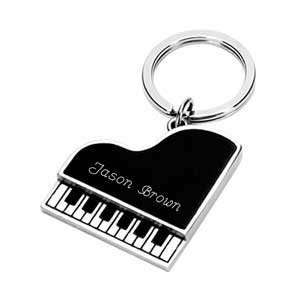    Personalized Silver Plated Piano Shaped Key Chain 