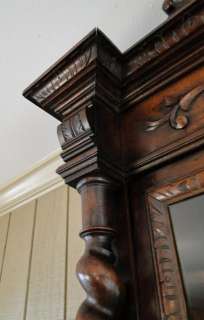   Cabinet Hutch Buffet Bookcase Louis XVI Dark Oak Carving Bar  