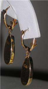 Pretty Estate 14Kt Yellow Gold Opal Dangle Earrings w/Leverbacks Exc 