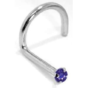  1.5mm Sapphire (September)   950 Platinum Nose Ring Twist 