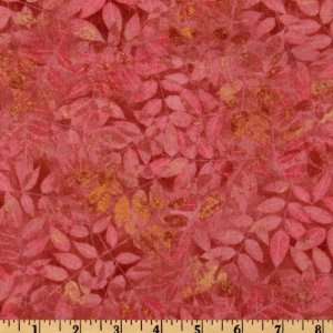 44 Wide Fallen Leaves Coral Rose Fabric By The Yard 
