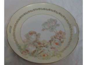 Antique Prussia Porcelain Cake Platter with Roses  