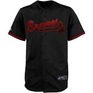 MLB Majestic Atlanta Braves Fashion Replica Jersey   Black  
