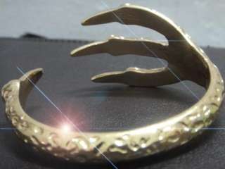 Vintage Claw Talon Hammered Bangle Bracelet Polish Gold Goth Punk 