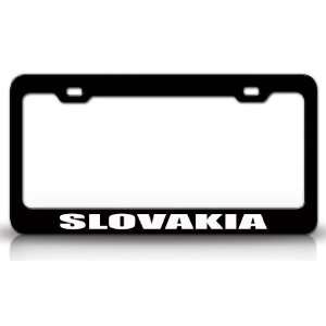 SLOVAKIA Country Steel Auto License Plate Frame Tag Holder, Black 