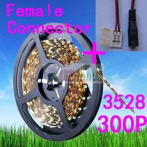 5M 3528 Warm White 300P IP30 SMD LED Strip With Female Connector Easy 