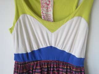 EUC Anthropologie Scrapbook Dress Size M Yellow, white and pink 