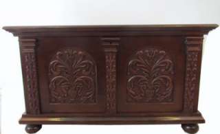 Antique Carved Pine Anglo Indian Painted Pine Coffer  