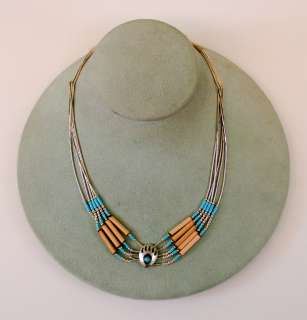 Description Turquoise Tribal 925 Sterling Silver Necklace Unique