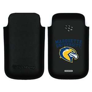  Marquette Mascot with Banner on BlackBerry Leather Pocket 