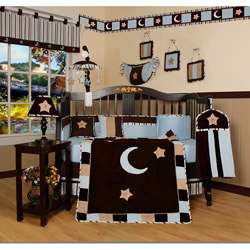 Blue Moon and Star 13 piece Crib Bedding Set  