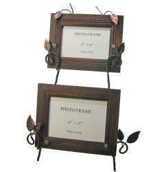 Twigs and Leaves Metal Easel Double Photo Frame  