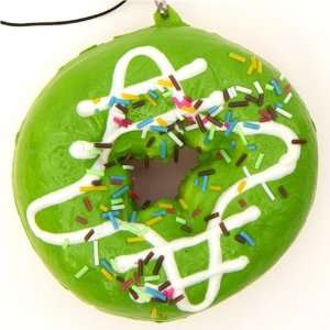  green big donut squishy charm with colourful sprinkles 
