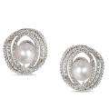   Gold Mabe Pearl and 3/8ct TDW Diamond Earrings (14 mm)  
