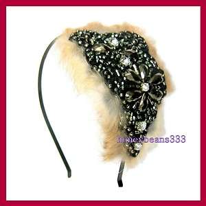 Handmade Faux Fur Crystal Headband Hair Band Clip 71  