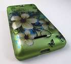 GREEN WHITE FLOWERS HARD SHELL SNAP ON CASE COVER LG 800G PHONE 